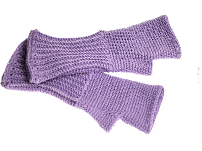 Rękawiczki mitenki zrobione na drutach z wełny 100% Merino